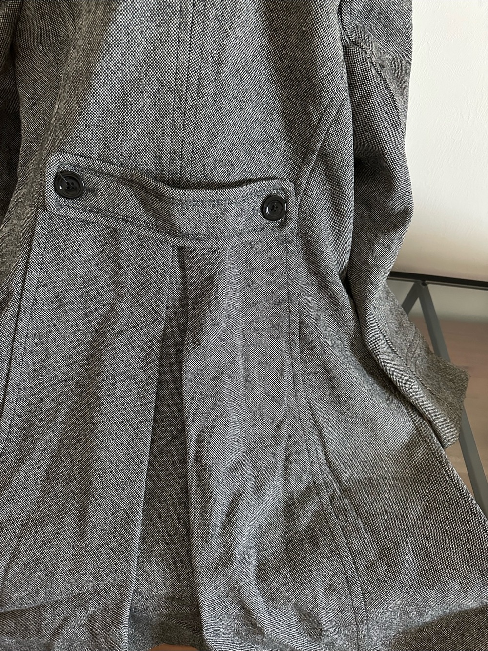 Lands End Grey Black Marl Wool Military Pea Coat Button Winter Size 10 - Picture 9 of 9